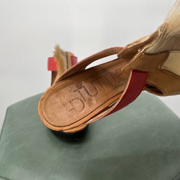 LD Tuttle/Vigenes Wedge with Cream Tan and Red Leather - Picture 4 of 8